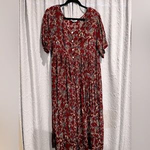 Maroon Floral Dress